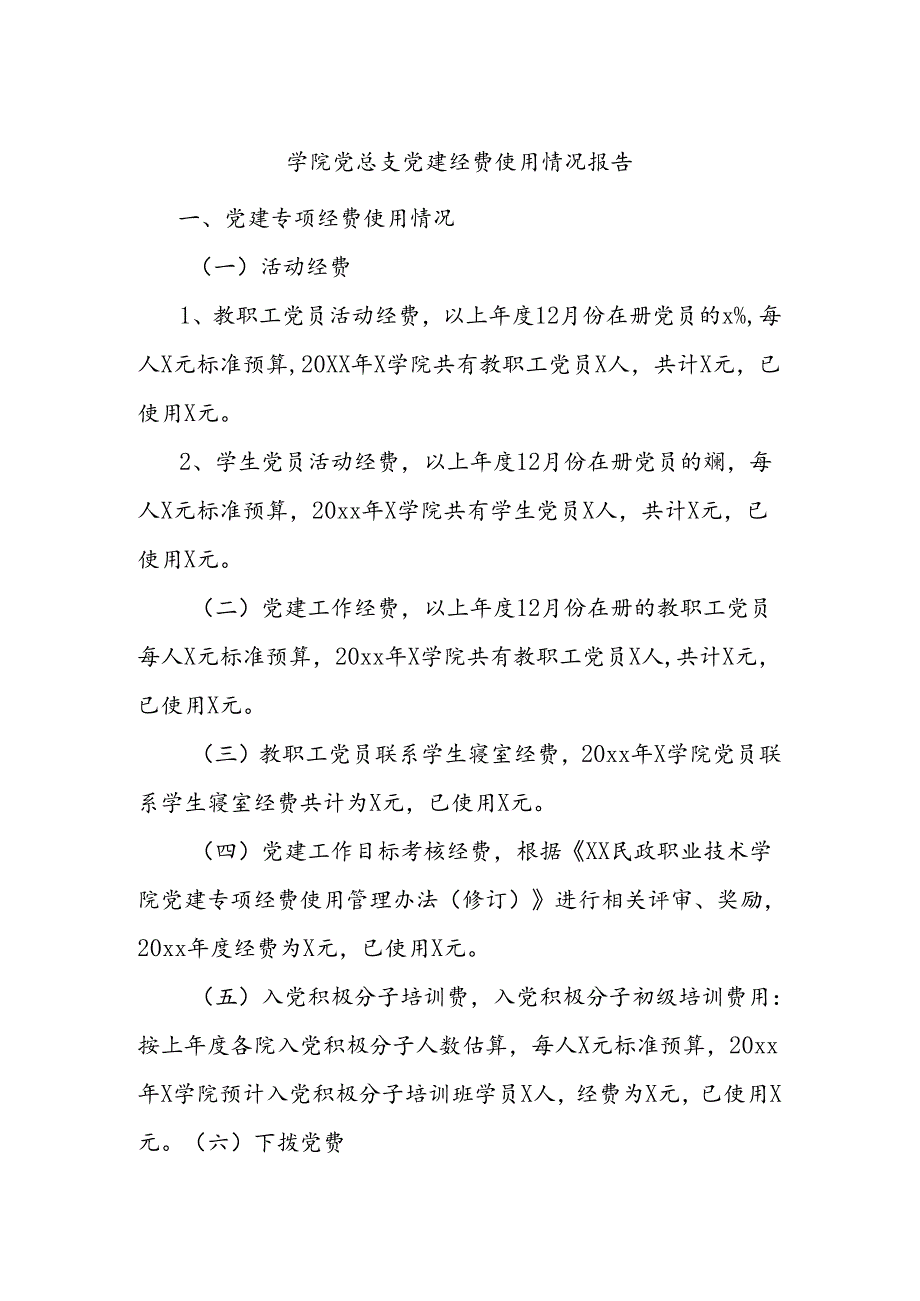 学院党总支党建经费使用情况报告.docx_第1页