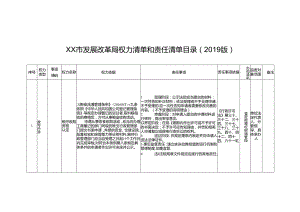 xx市发展改革局权力清单和责任清单目录表.docx