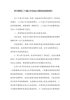 学习贯彻二十届三中全会精神《决定》心得体会发言材料2篇.docx