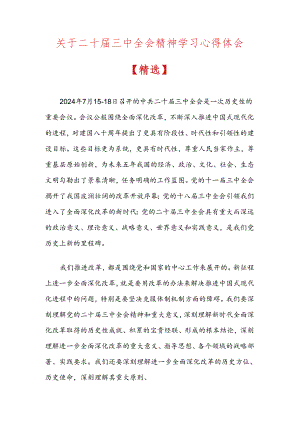 关于二十届三中全会精神学习心得体会.docx