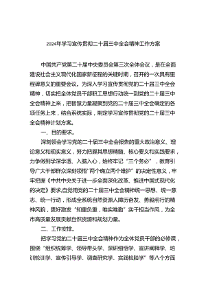 2024年学习宣传贯彻二十届三中全会精神工作方案（共6篇）.docx