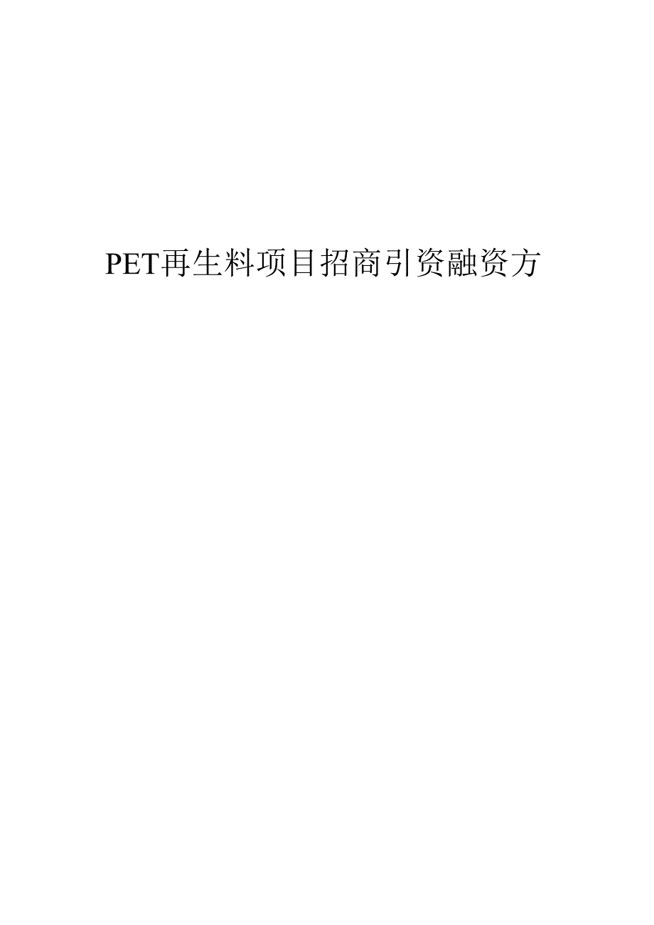 PET再生料项目招商引资融资方案.docx_第1页