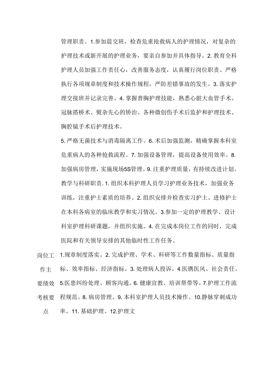 医院心胸外科护士长岗位说明书.docx_第2页