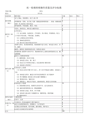 床—轮椅转移操作质量及评分标准.docx