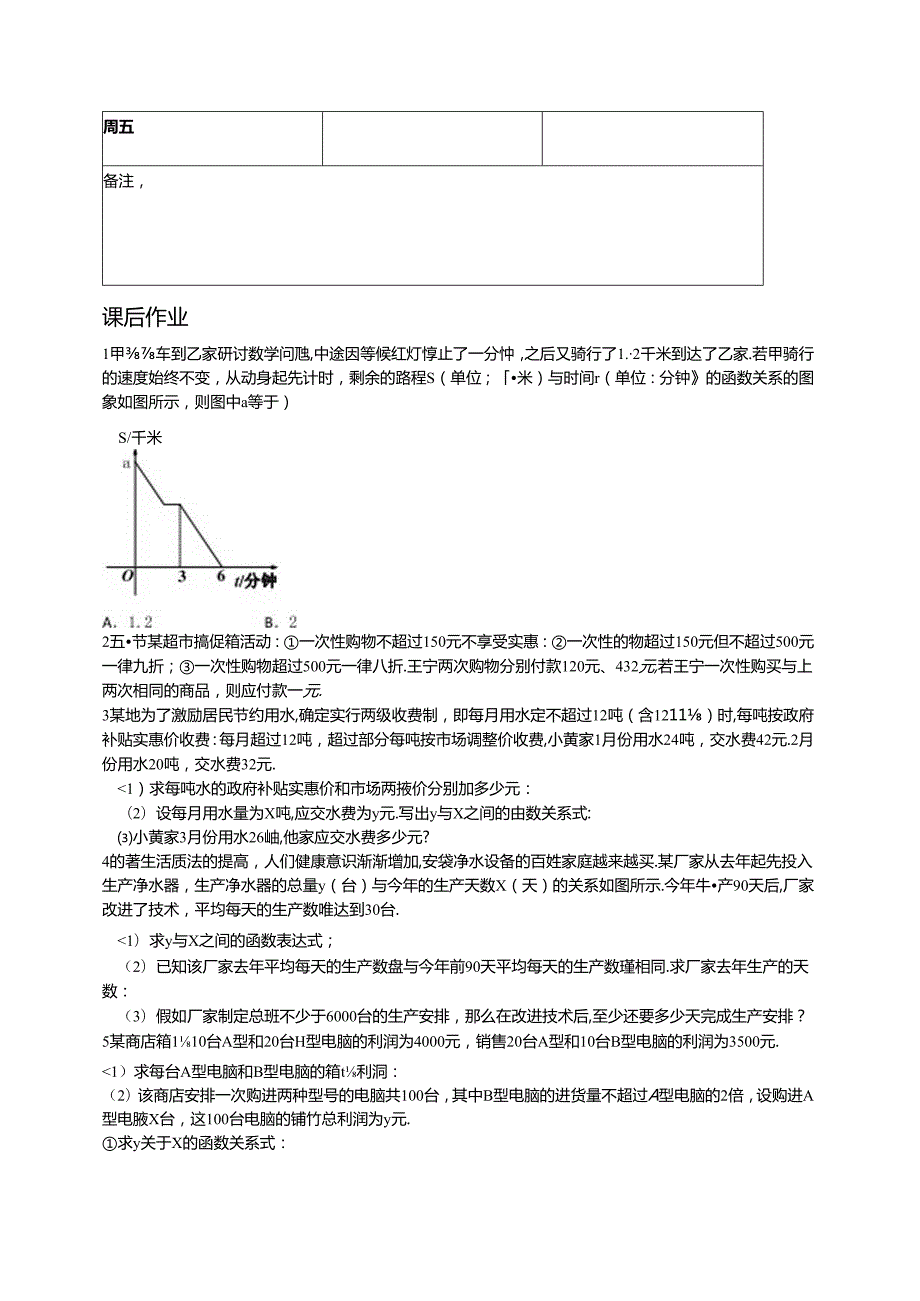 人教版八年级下册 19.2 一次函数实际应用 讲义（含知识点练习题作业无答案）.docx_第3页