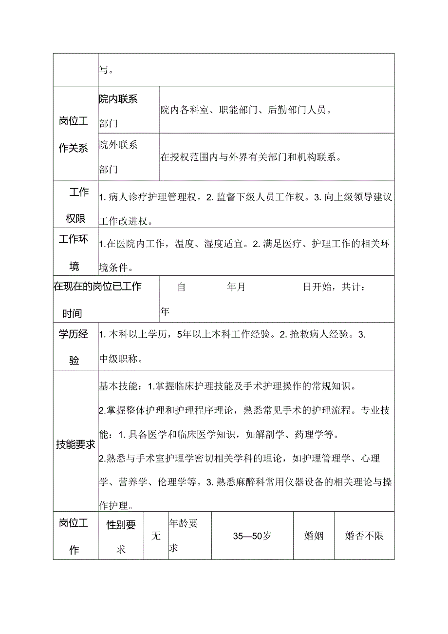 二级甲等医院麻醉科护士长岗位说明书.docx_第3页