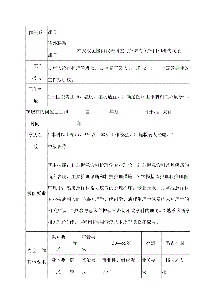 医院急诊科副护士长岗位说明书.docx_第3页