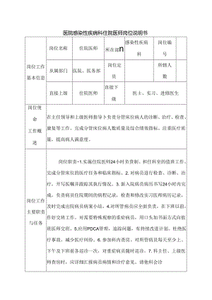 医院感染性疾病科住院医师岗位说明书.docx