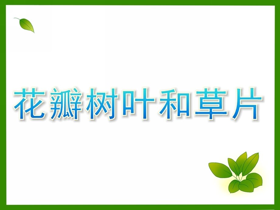 中班语言《花瓣、树叶和草片》PPT课件中班语言：花瓣、树叶和草片.pptx_第1页