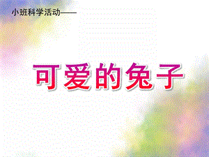 小班科学活动《可爱的兔子》PPT课件教案小班科学活动：可爱的兔子PPT.pptx