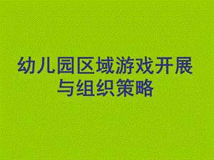 幼儿园区域游戏开展与组织策略讲座PPT课件幼儿园区域游戏开展与组织策略讲座PPT课件.ppt