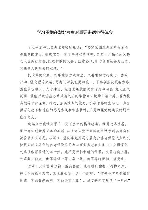 4篇 学习贯彻2024年在湖北考察时重要讲话心得体会.docx