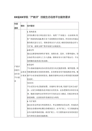 XX省XX学院“产教评”技能生态信息平台服务要求.docx