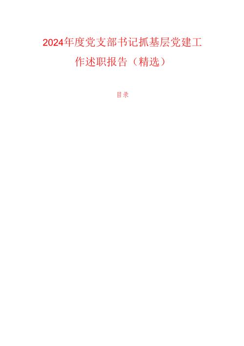 2024年度党支部书记抓基层党建工作述职报告（精选）.docx