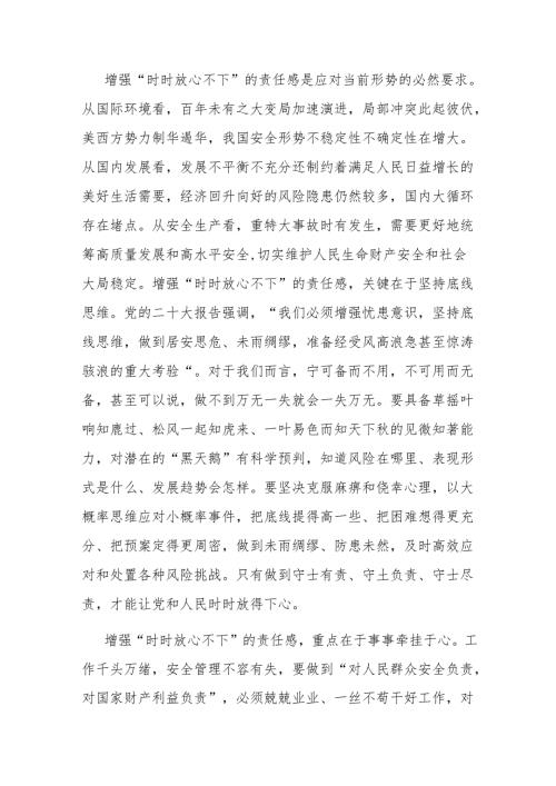 微党课：增强“时时放心不下”的责任感筑牢安全发展基座.docx