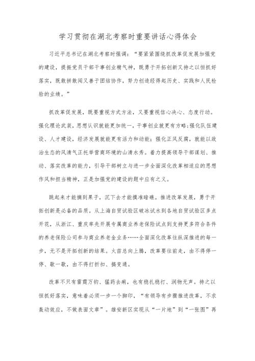 学习贯彻在湖北考察时重要讲话心得体会.docx