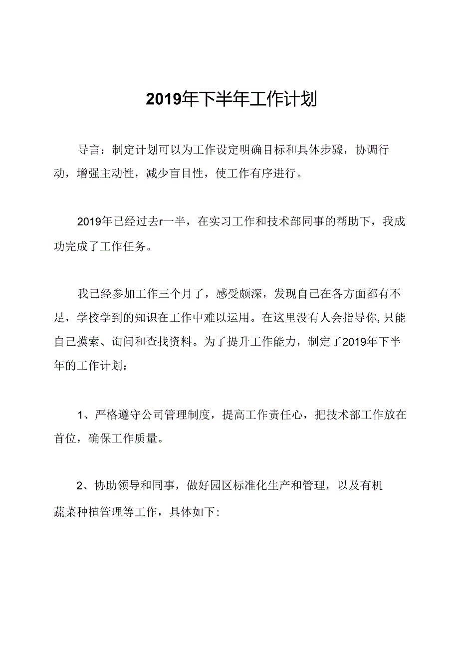 2019年下半年工作计划.docx_第1页