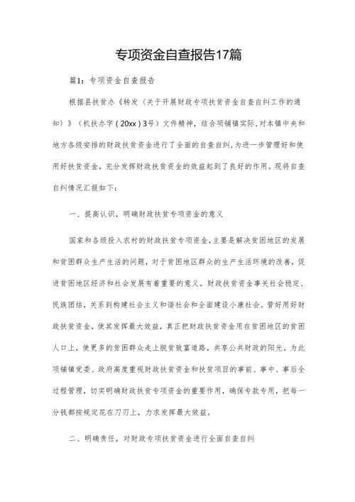 专项资金自查报告17篇.docx