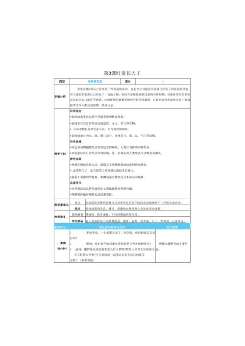 （2025春）科教版科学三年级下册《 蚕长大了》教案.docx