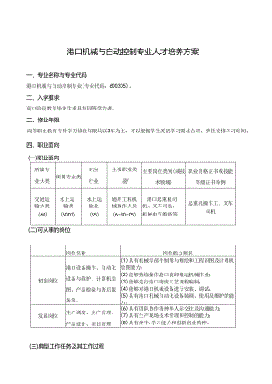 职业技术学院港口机械与自动控制专业人才培养方案.docx