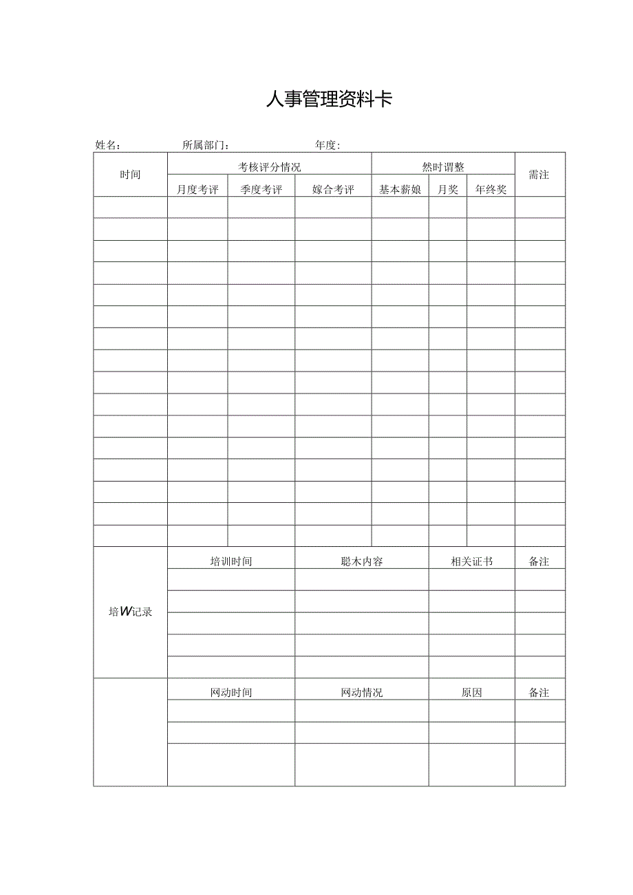 人事管理资料卡.docx_第1页