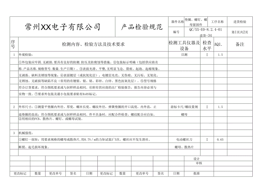 垫圈、螺钉、螺母、紧固件进货检验标准.docx_第1页