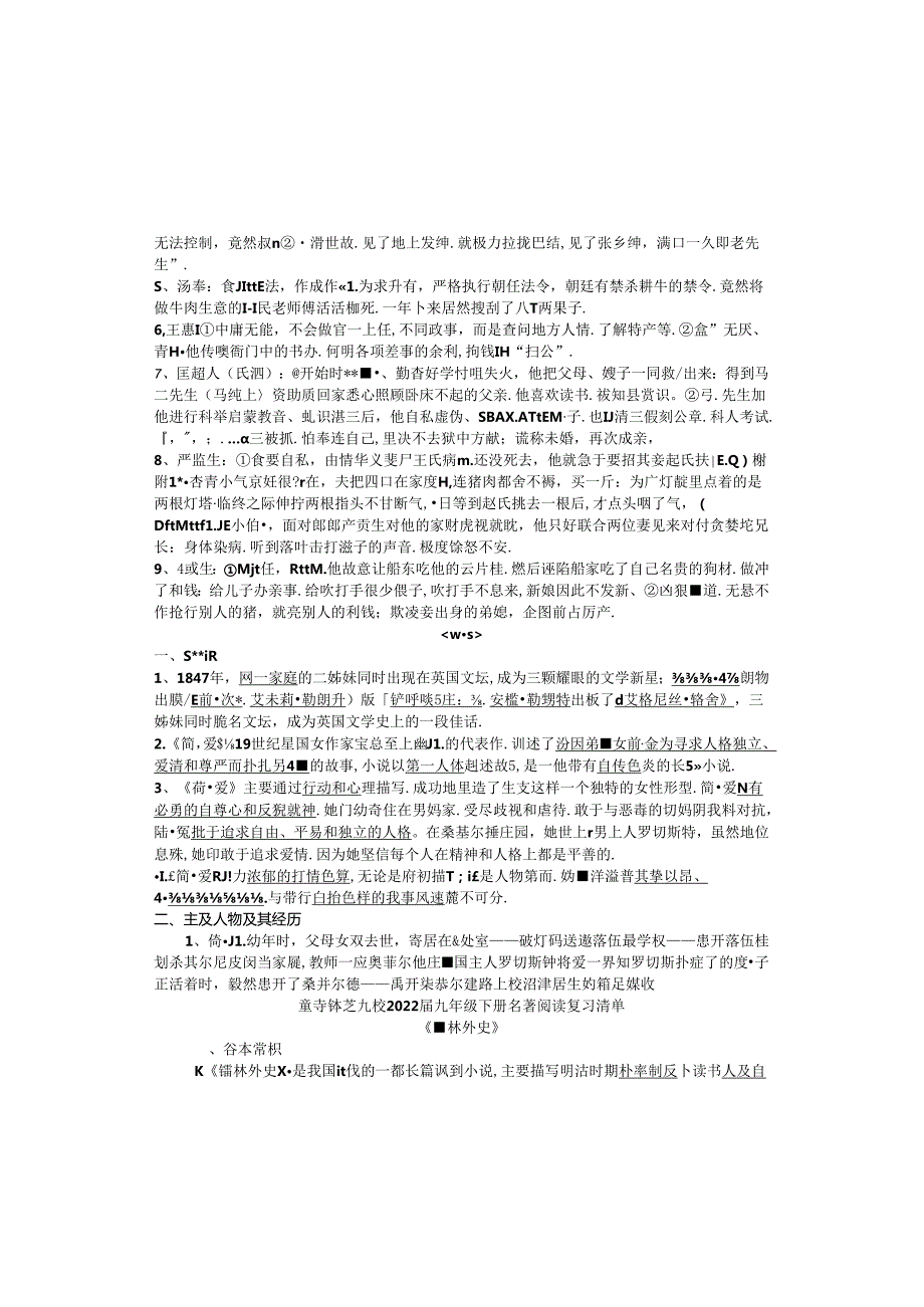 九年级下册名著阅读复习清单.docx_第1页