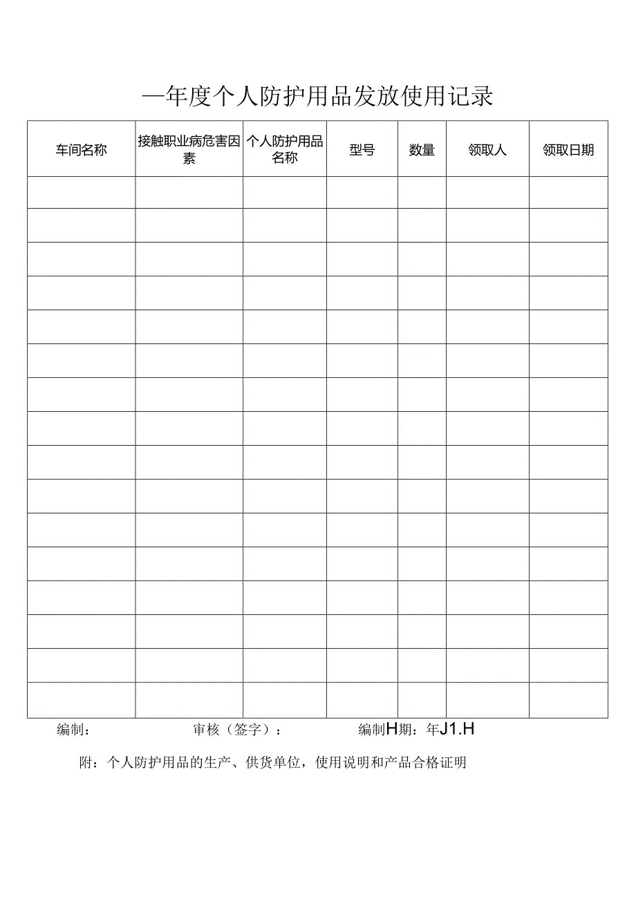 个人防护用品发放使用记录.docx_第1页