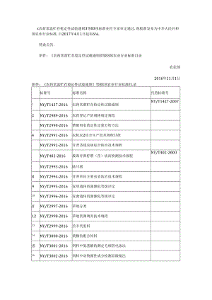 农业部批准发布《禁限用农药定性定量分析方法》等83项标准的公告 第2466号.docx