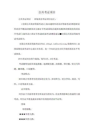 公共考证项目.docx