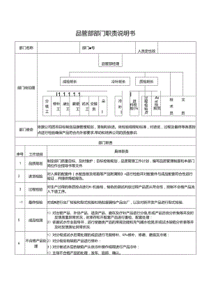 品管部部门职责说明书.docx