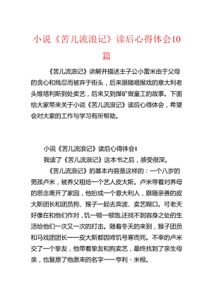 小说《苦儿流浪记》读后心得体会10篇.docx