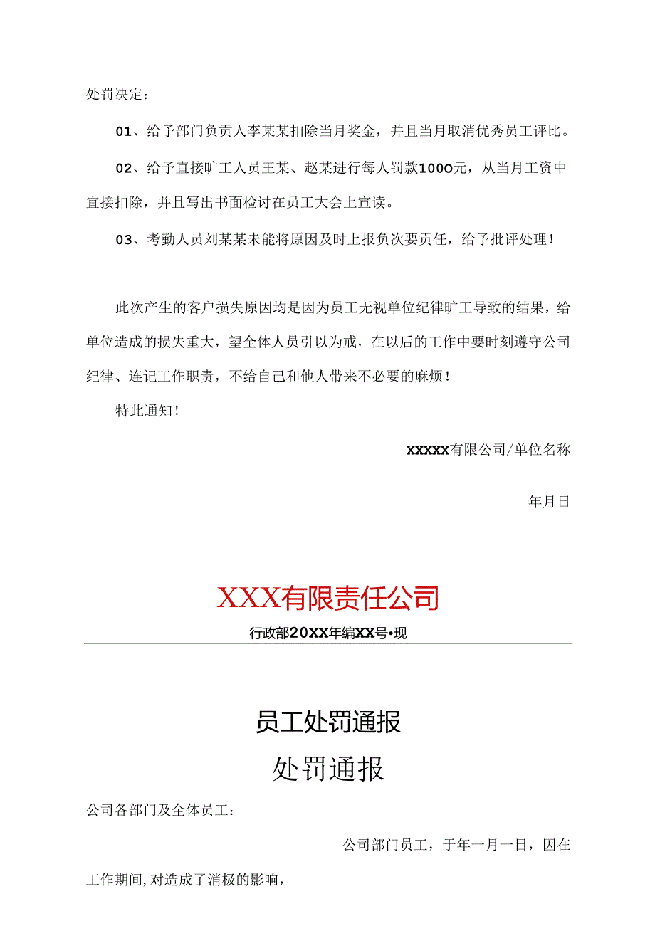 公司员工处罚通告5份精选.docx_第2页