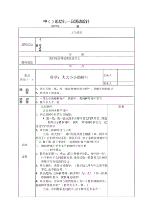 幼儿园中班教案科学：大大小小的树叶.docx