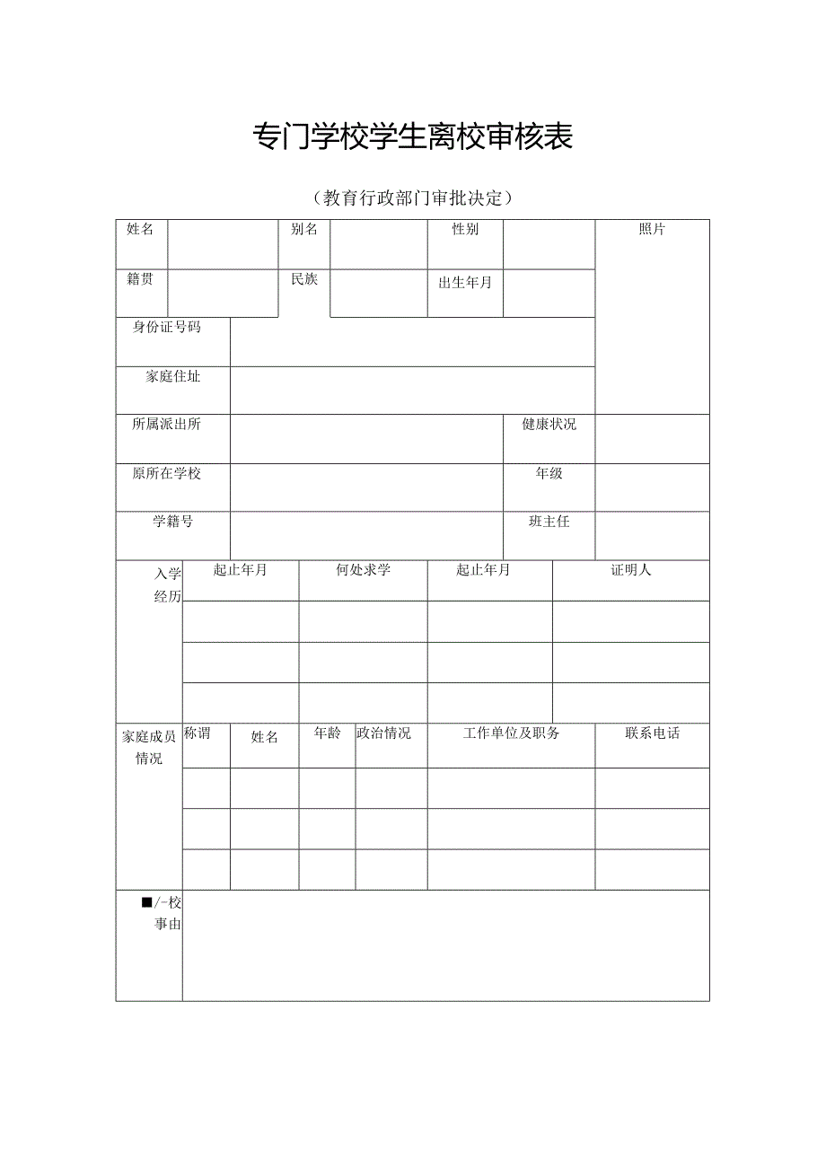 专门学校学生离校审核表.docx_第1页