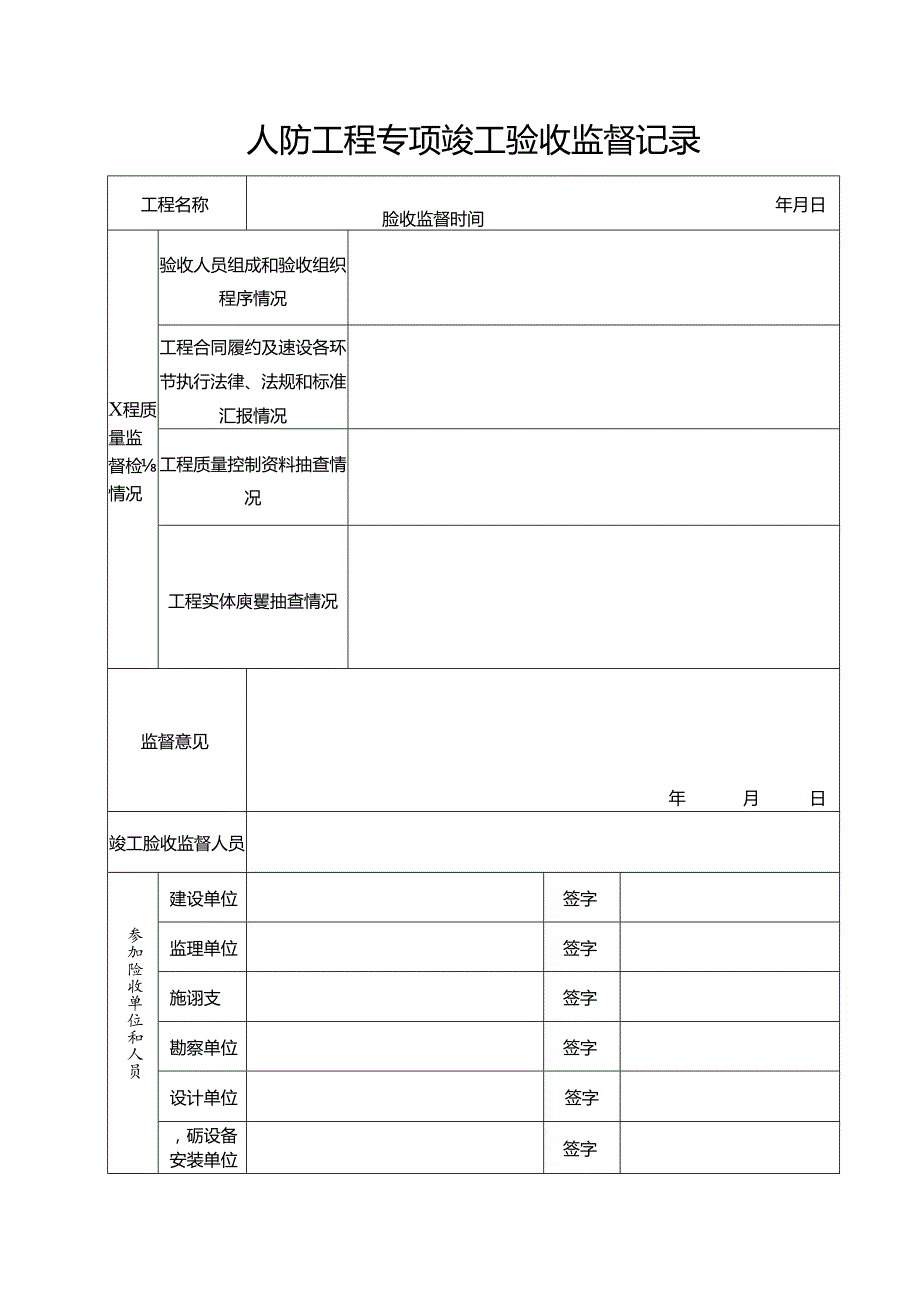 人防工程专项竣工验收监督记录表.docx_第1页