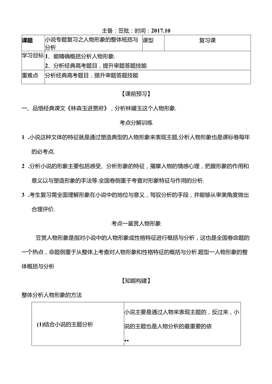 小说专题复习之人物形象的整体概括与分析.docx_第1页