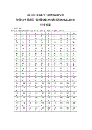 2024年山东省职业技能等级认定试卷 真题 智能楼宇管理员 四级理论知识试卷6答案（样卷）.docx