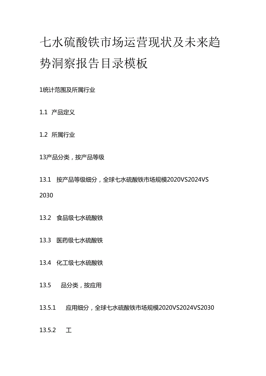 七水硫酸铁市场运营现状及未来趋势洞察报告目录模板.docx_第1页