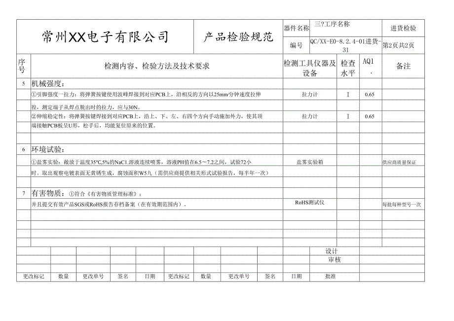 弹簧触摸键、弹簧电极进货检验标准.docx_第2页