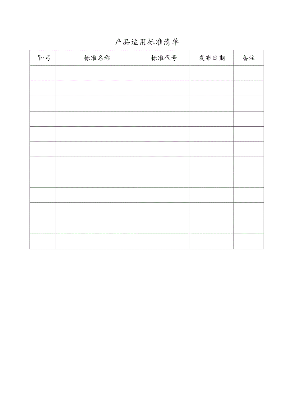 产品适用标准清单模板.docx_第1页
