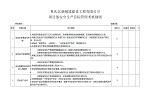 北新融建项目部安全管理目标考核细则.docx