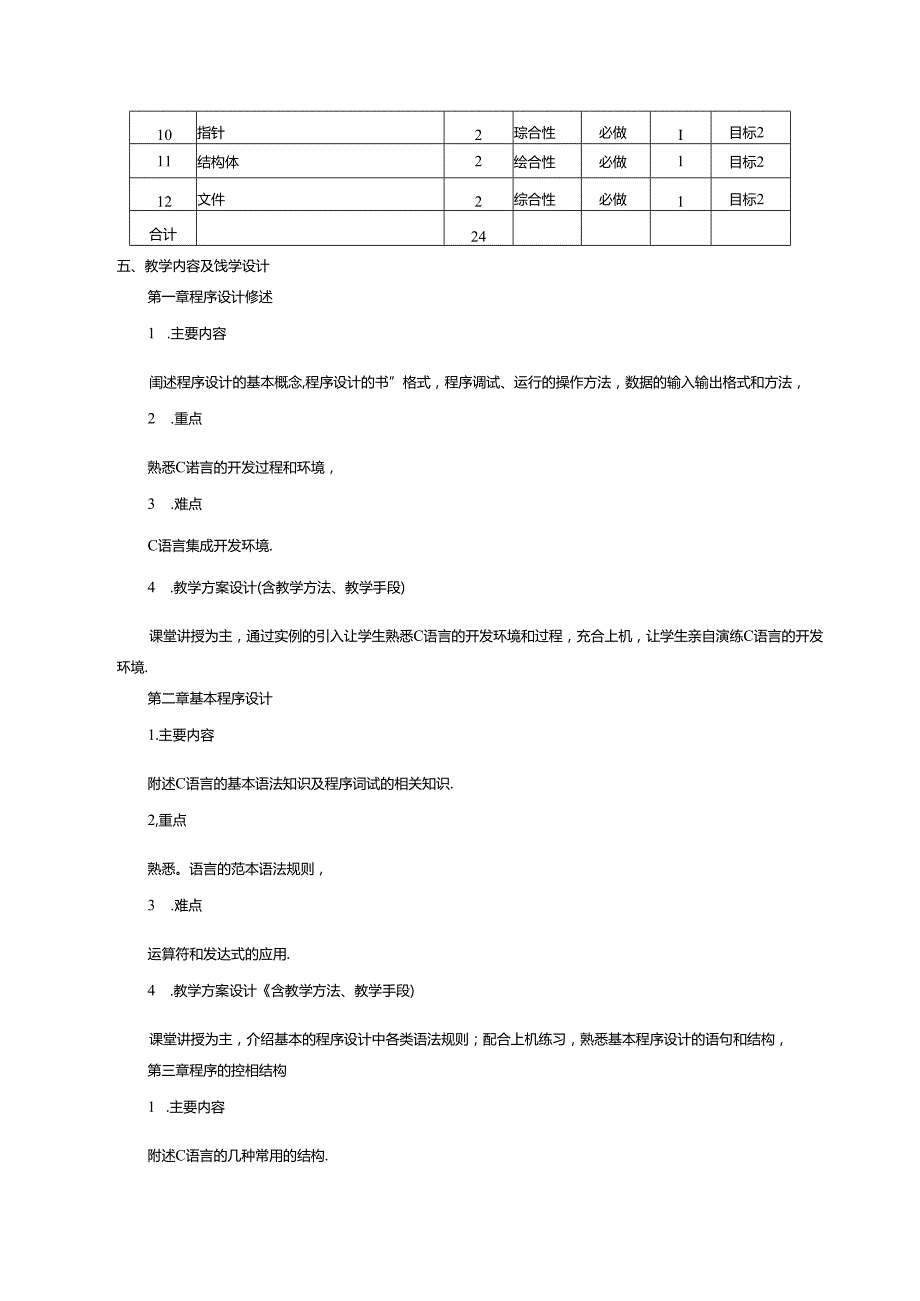 《程序设计基础》（C语言）课程教学大纲.docx_第3页