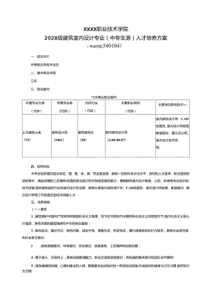 职业技术学院建筑室内设计专业（中专生源）人才培养方案.docx