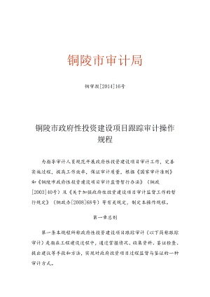 铜陵市政府性投资建设项目跟踪审计操作规程.docx