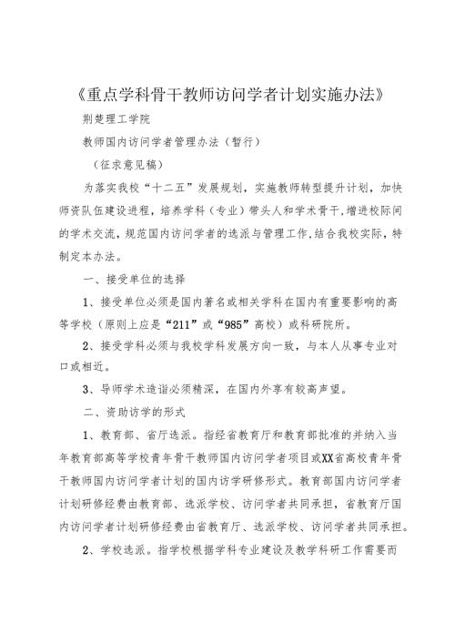 《重点学科骨干教师访问学者计划实施办法》.docx