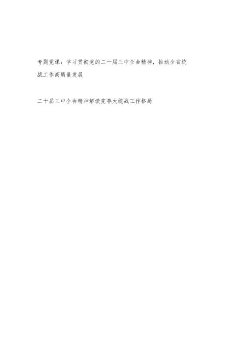 统战系统党员干部学习贯彻党的二十届三中全会精神解读党课讲稿2篇.docx