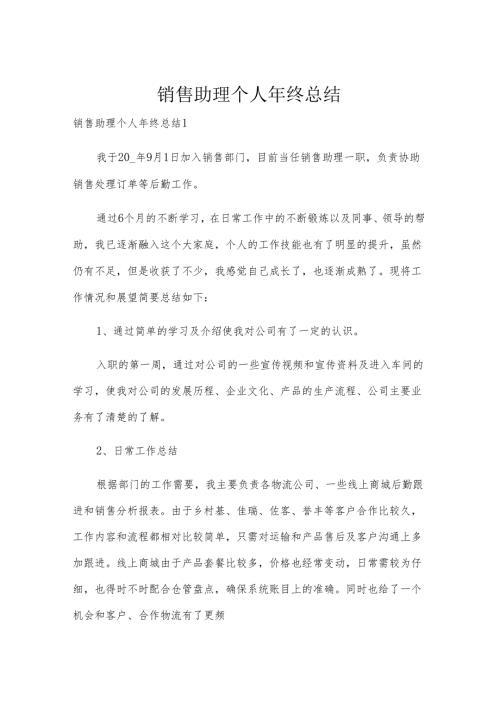 销售助理个人年终总结.docx