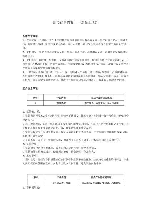 混凝土安全晨会（班前会）.docx