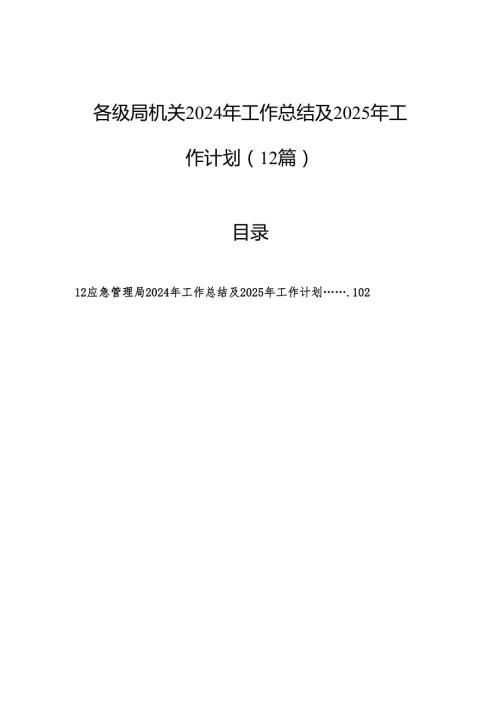 各级局机关2024年工作总结及2025年工作计划（12篇）.docx